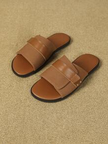 2024男士夏季新款帶鬆緊帶沙灘鞋,軟防滑鞋底,適合沙灘和休閒穿著 - 棕色 - 查看 2