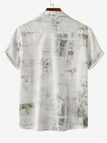 Camisa De Manga Corta Para Hombre Con Estampado De Retales Y Flores