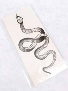 ROMWE Goth 1 Pieza Tatuaje Temporal Autoadhesivo En Forma De Serpiente Negra - Blanco y Negro - Ver 2