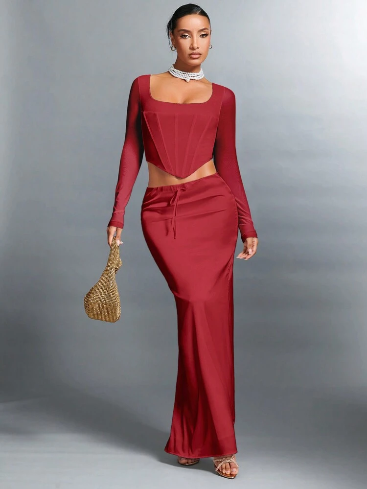 Women's Satin Mermaid Skirt With Low Waist, Elegant Bow Knot, Perfect For Dating And Parties