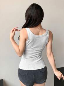 DAZY 純色修身肋紋圓領背心