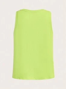 SHEIN BASICS Neon Lime Round Neck Tank Top - Lime Green - View 2