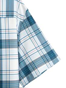 ROMWE MEN Men Plaid Shirt Without Tee, School - Blue and White - View 4