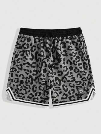 Street Life Pantalones cortos de baloncesto de estilo suelto y con estampado de leopardo para hombres, perfectos para el verano y la escuela