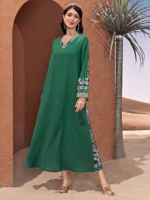 Al Najma Printed Bell Sleeve Shift Dress - Multicolor - View 5