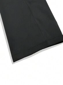 Manfinity Roughcore 男士翻盖口袋抽绳腰工装裤 长款纯黑色 秋季外出裤