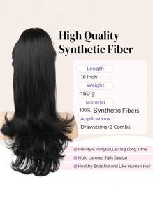 Drawstring Ponytail Extension 12 Inch Short Curly Wig Pony Tail Hair Extensions For Women Girls High Heat Resistant Synthetic Fiber Fake Hairpieces-Black,Looks Natural Like
