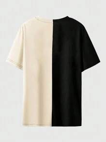 ROMWE MEN Prep 男士兩色字母印花t恤 - 彩色 - 查看 2