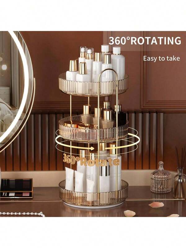Rotating Makeup Organizer, High-Capacity Bathroom Organizer Countertop Skincare Perfume Cosmetics Organizer,Room,Home,Bedroom,Bathroom,House,Pink Room,Living Room Decor,Travel Stuff,Gift Bag,Gifts For Mom,Dad,Men,Friends,Teacher,Birthday,Wedding,Desk,Shelves,Accessories,Gift Boxes,Funny Gift,Storage