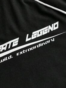 SHEIN Girlism 少女款針織字母印花拼接立領休閒t恤 - 黑色 - 查看 4