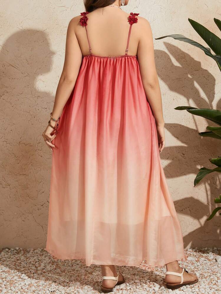 Plus Size Women's Ombre Color Spaghetti Strap Dress