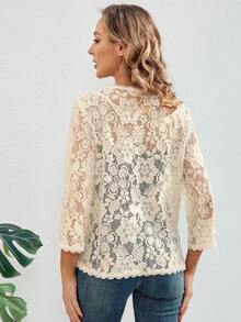 Women's Fashionable Versatile Lace 3/4 Sleeve Jacket
