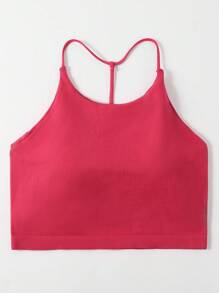 Top tipo camisola simples de cor sólida para menina pré-adolescente - Pink - Visão 4