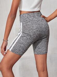 SHEIN Quần short thường ngày dệt kim màu xám hoa Tween Girl - Xám - Xem 2