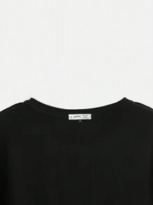 HARRY POTTER X SHEIN Plus Cartoon And Letter Graphic Drop Shoulder Tee, For Summer - Black - View 6