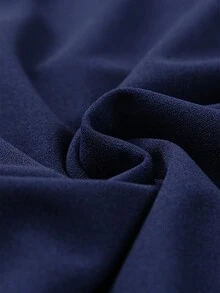 素色蝙蝠袖腰帶連身褲 - 藏蓝色 - 查看 7