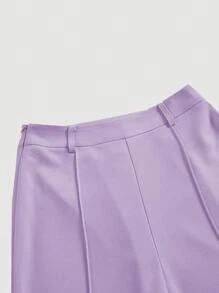 SHEIN MOD Lilac Date Night Front Buckle V-Shaped Hem Solid Button Front Vest Jacket & Seam Front Pants Two Pieces Set - Mauve Purple - View 3