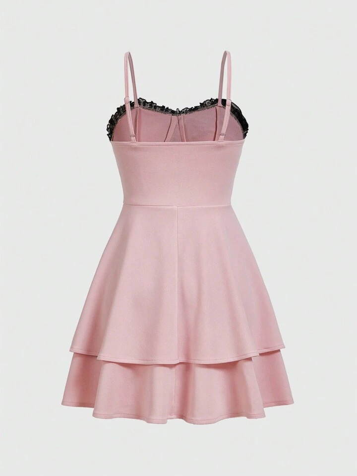 open lace back dress Pastel Long A-Line Prom Dress with Lace-Up Corset Pink / 10