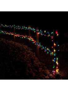 1串户外LED灯串，33英尺/100颗LED灯珠，电池供电，带遥控器，8种模式，6小时亮/18小时灭，防水，适用于圣诞树、花园、派对、节日、家居装饰、生日礼物（多色）