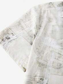 Camisa De Manga Corta Para Hombre Con Estampado De Retales Y Flores