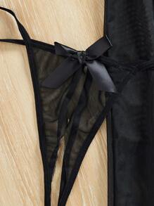 Women's Sexy Lingerie Dress With Hollow Out Mesh And Bowknot Decoration Briefs For Going Out