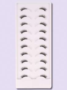 Himirell 10 对猫眼效果半长假睫毛，增强眼睛大小，适合节日、度假、约会等场合化妆条睫毛、睫毛、睫毛、假睫毛 - 黑色 - 查看 3