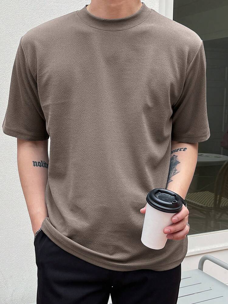 Men's Solid Color Short Sleeve Casual T-Shirt With Round Neck Summer