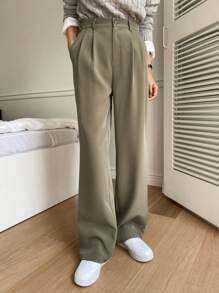 DAZY Quần âu chi tiết xếp ly, Quần âu nữ trang phục công sở - màu nâu - Xem 4