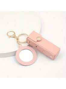 别致的守护者钥匙扣 - 时尚小镜子，优质 PU 皮革袋，保护和整理，完美的便携式化妆配件。多色钥匙扣，带镜袋、钱包、钱包配件钥匙扣吊坠。1 件独特设计钥匙扣包吊坠、实用钥匙扣、时尚包吊坠、精致花朵图案、小镜子吊坠 - 棕色 - 查看 7