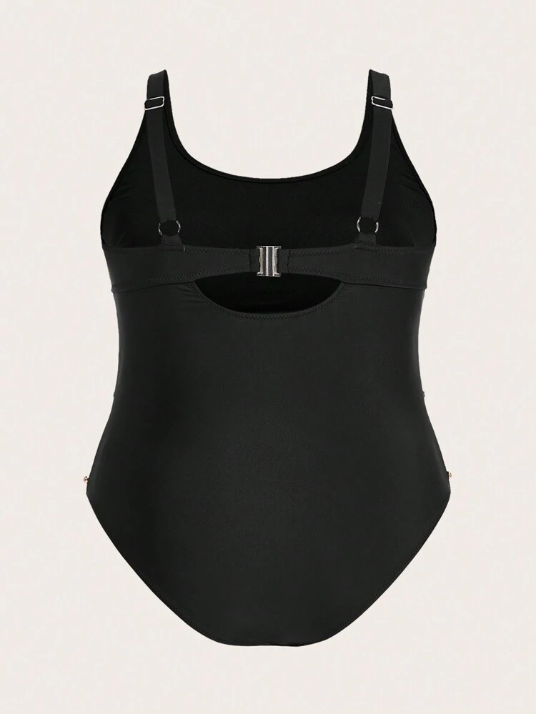 Plus Size One-Piece Swimsuit With Heart Decoration Summer