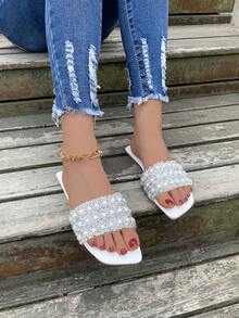 Mới Của phụ nữ Giày dép , Quý cô Dép xăng đan , Bằng phẳng Thể thao Gió Và Giải trí Giày dép , Đối với - trắng - Xem 2