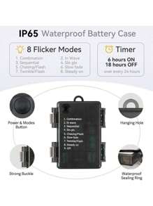 1串户外LED灯串，33英尺/100颗LED灯珠，电池供电，带遥控器，8种模式，6小时亮/18小时灭，防水，适用于圣诞树、花园、派对、节日、家居装饰、生日礼物（多色）