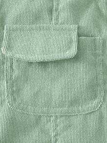 SHEIN Vintaside Kids Em bé Con trai Vải to sợi Quần yếm Với Đập nhẹ - màu xanh lá - Xem 3