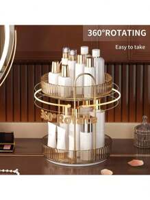 Rotating Makeup Organizer, High-Capacity Bathroom Organizer Countertop Skincare Perfume Cosmetics Organizer,Room,Home,Bedroom,Bathroom,House,Pink Room,Living Room Decor,Travel Stuff,Gift Bag,Gifts For Mom,Dad,Men,Friends,Teacher,Birthday,Wedding,Desk,Shelves,Accessories,Gift Boxes,Funny Gift,Storage