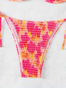 SHEIN Swim 夏季沙灘上染色系帶領口比基尼套裝 - 彩色 - 查看 7