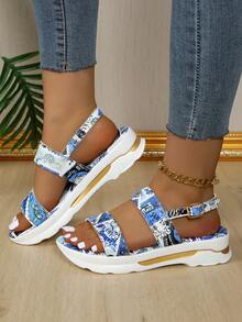 Của phụ nữ Giải trí & Hằng ngày & Kỳ nghỉ Da Dép quai hậu Với Dày Đế Cho công việc & Trường học & Mùa hè & Thể thao , Kích thước lớn Có sẵn - Màu xanh nhạt - Xem 8