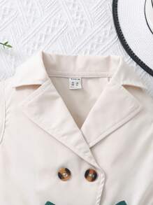 Bộ áo khoác thắt lưng và váy xếp ly có cổ màu trơn của Tween Girl - Màu xanh lá cây đậm - Xem 7