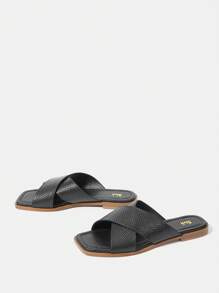 Styleloop Women'S Flat Sandals - Black - View 4