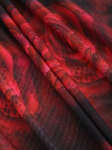 VaVaBold Rose Print Mesh Sheer Flare Pants - Multicolor - View 4