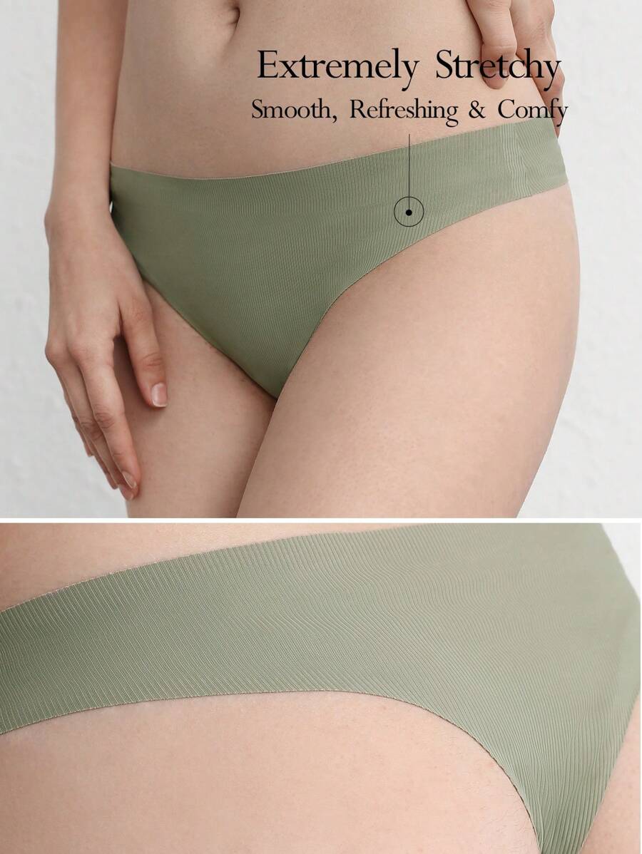 Ocili Leisure Stretchy & Smooth Brazilian Style Seamless No Show Low Waist Tanga - Green - Mint Green - View 1
