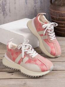 Giày thể thao thường ngày chống trượt, mũi tròn, buộc dây màu cho nữ - Hồng - Xem 1