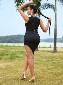 Zolique Women's Faux Pearl Necklace Halter Neck Tank Top - Silver - View 2