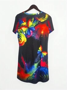 INAWLY 大码女式蝴蝶印花圆领短袖夏季 T 恤