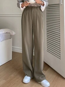 DAZY Quần âu chi tiết xếp ly, Quần âu nữ trang phục công sở - màu nâu - Xem 7