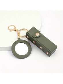 别致的守护者钥匙扣 - 时尚小镜子，优质 PU 皮革袋，保护和整理，完美的便携式化妆配件。多色钥匙扣，带镜袋、钱包、钱包配件钥匙扣吊坠。1 件独特设计钥匙扣包吊坠、实用钥匙扣、时尚包吊坠、精致花朵图案、小镜子吊坠 - 棕色 - 查看 9