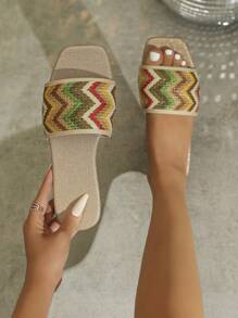 女士彩色复古沙滩拖鞋平底凉鞋 - 彩色 - 查看 3
