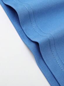 Manfinity Hypemode Men'S Letter & Cartoon Printed Round Neck T-Shirt - Baby Blue - View 3