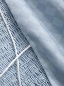 DAZY 女士时尚格子抽绳领口背心性感女士上衣 - 藍色 - 查看 8