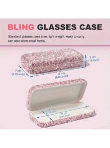 1pc Cute Eyeglasses Case, Rhinestone Hard Shell Protective Eyeglasses Case, Eyeglasses Sunglasses Storage Case, Home Decor, Valentines Gift, Valentines Decor, Gift For Man, Gift For Woman. Bling Rhinestone Glasses Case Decorative Sunglasses Reading Glasses Holder Case, Eyes Glasses Storage Organizer Box, For Travel For Trip Car Glasses Box. Makeup Bag Cosmetic Bag - Silver - View 7