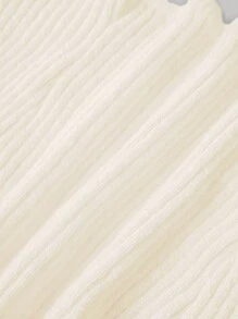 SHEIN Unity Solid Color Strappy Halterneck Knitted Top - Beige - View 4